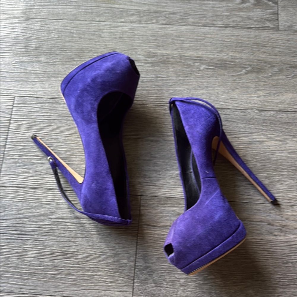 Vero Cuoio Purple Suede Heeled Ankle Boots